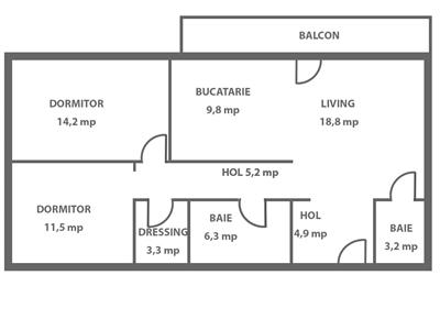Apartament modern cu 3 camere 2 bai si 2 locuri de parcare in Turnisor