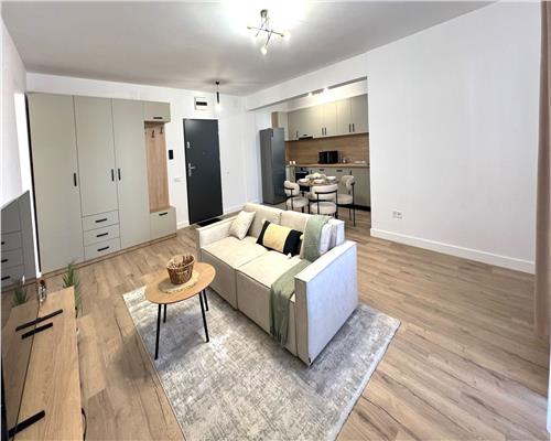 Apartament mobilat 60 mp utili la etajul 1 cu 2 camere terasa 12 mp