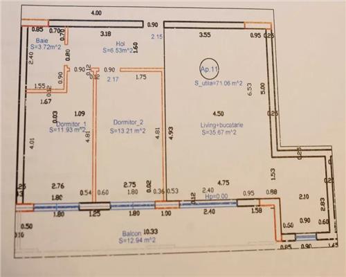 Apartament 3 camere cu balcon zona City Residence