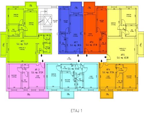 Studio 37 mp cu balcon etaj intermediar cu bloc parcare in Sibiu