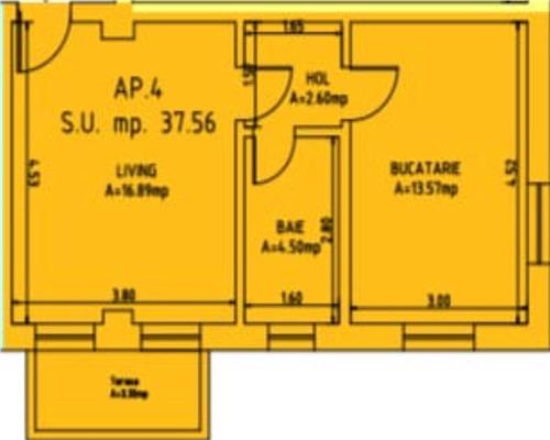 Studio 37 mp cu balcon etaj intermediar cu bloc parcare in Sibiu