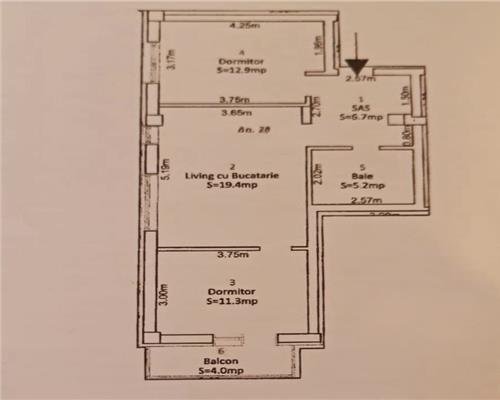Spatiu de birouri cu 3 camere balcon si 2 parcari