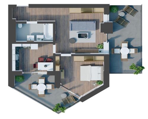 Apartament la cheie cu 2 camere 2 terase 33 mp parcare Evolution