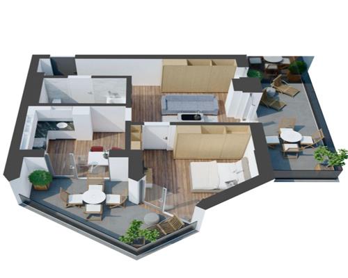 Apartament la cheie cu 2 camere 2 terase 33 mp parcare Evolution