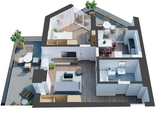 Apartament la cheie cu 2 camere 2 terase 33 mp parcare Evolution