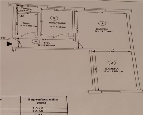 Apartament cu 2 camere 48 mpu  OMV Milea