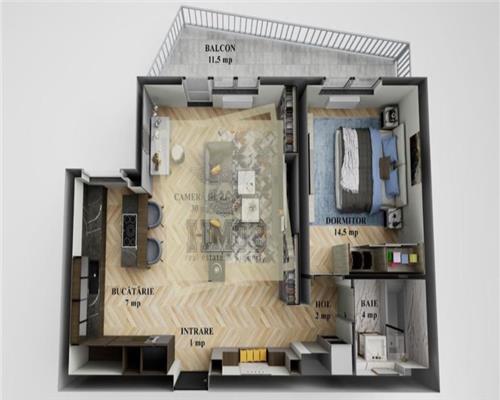 Apartament 60 mpu cu 2 camere balcon 9 mpu acoperit in zona Rahovei