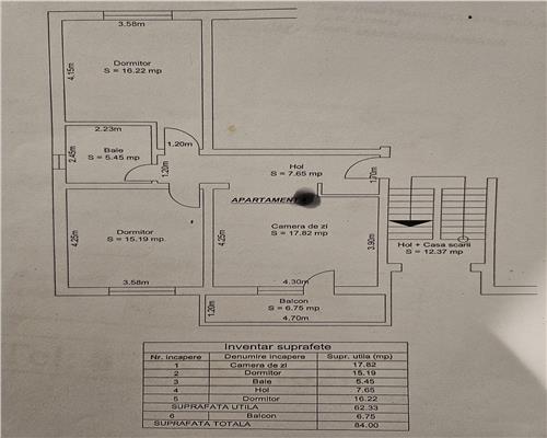 Apartament 3 camere etajul 1 balcon acces la gradina pe Brana