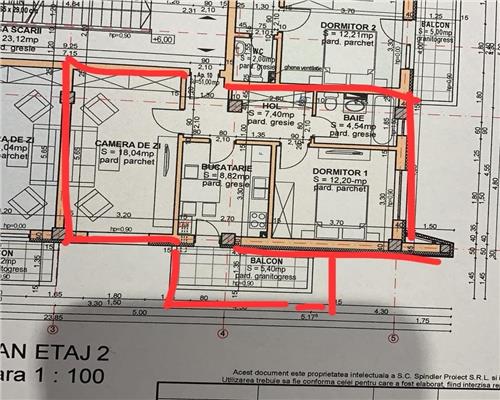 Apartament 2 camere cu balcon  etaj 2 Turnisor