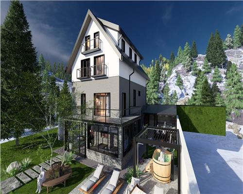 Vila moderna complet utilata 6 camere 5 bai si 377 mp teren in Paltinis