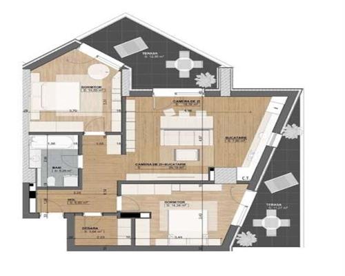 Apartament de lux 3 camere 2  terase de 23 mp in Evolution