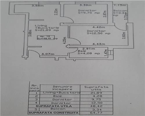 Apartament mobilat cu 3 camere balcon parcare in Arhitectilor